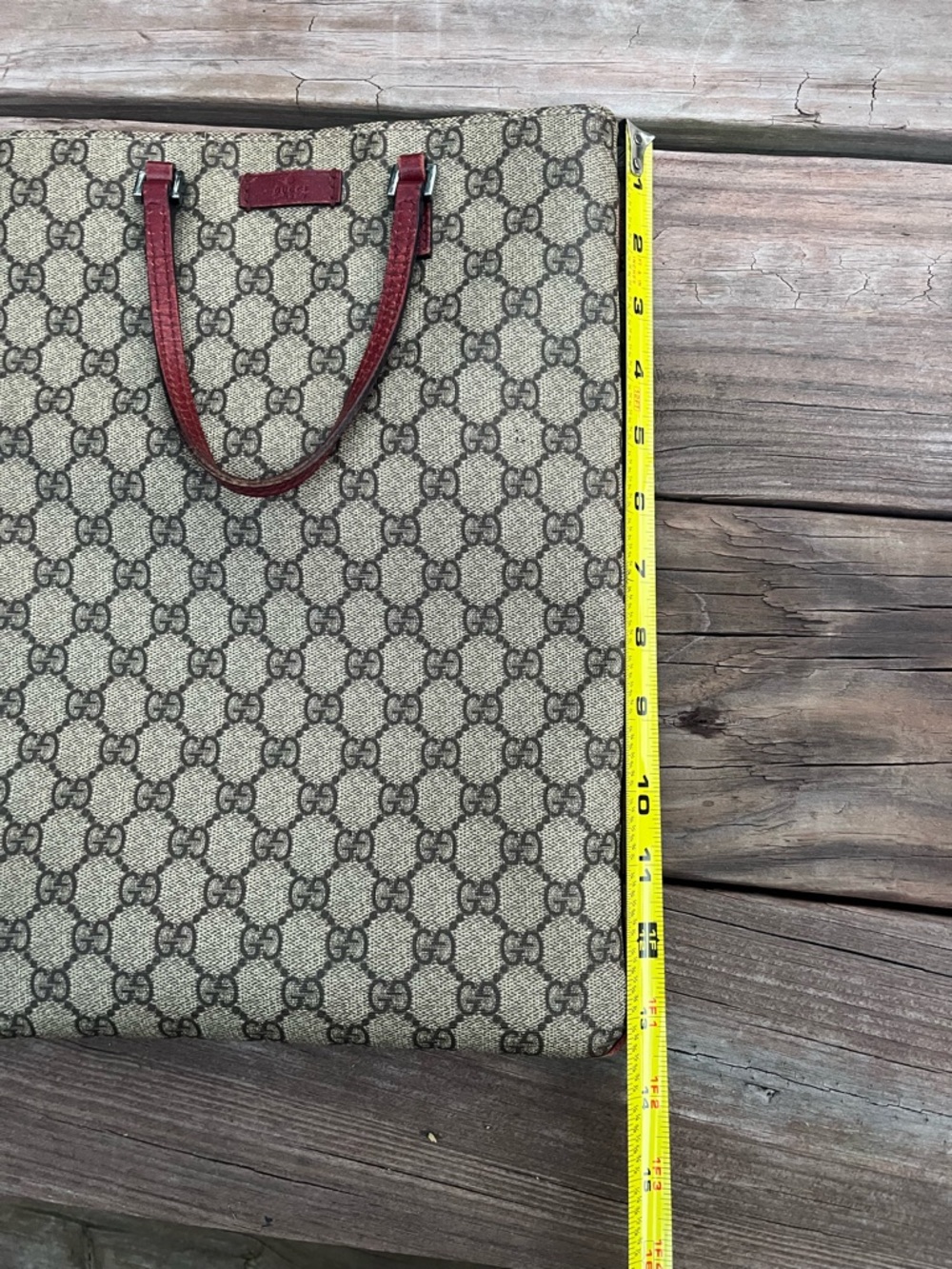 GUCCI GG Monogram Supreme Leather Hand Bag PVC Beige Silver 117551 Authentic - Picture 6 of 12